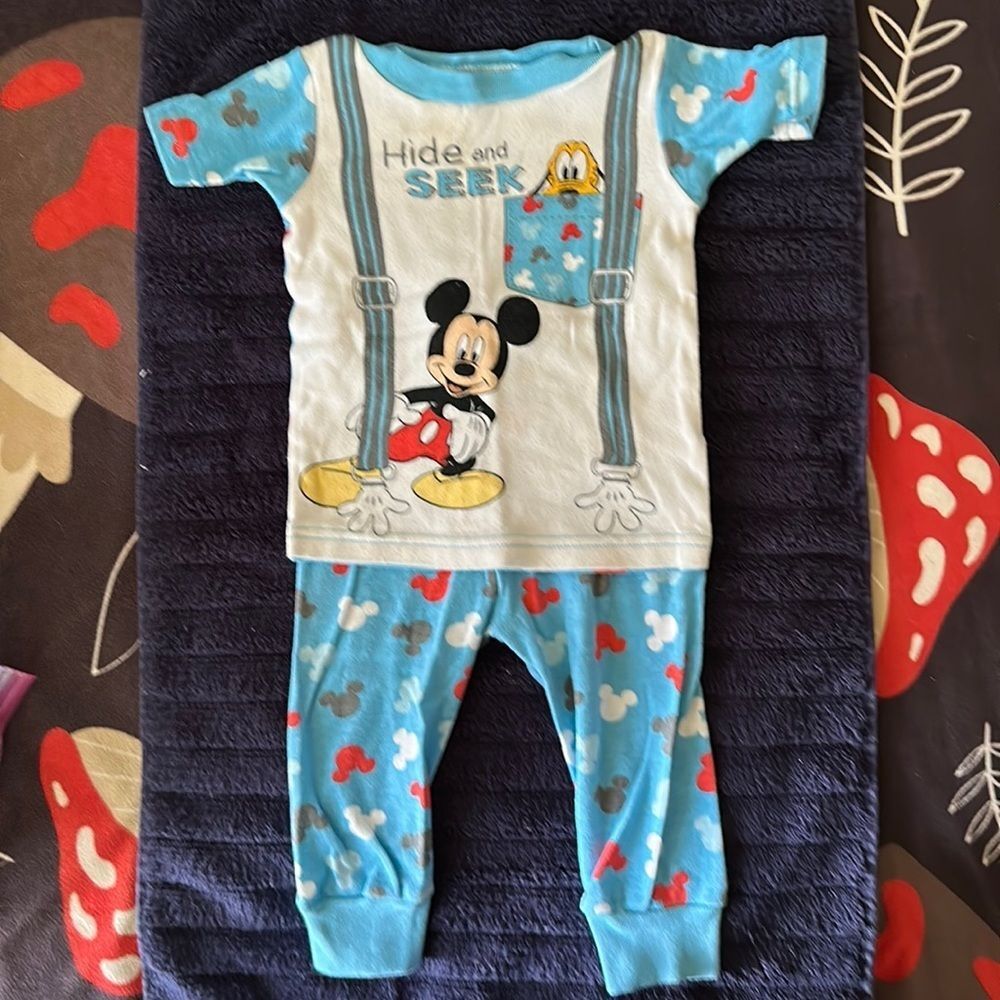 Disney Mickey Mouse 2-Piece Pajamas Set Size 12 Months Baby Toddler Sleepwear